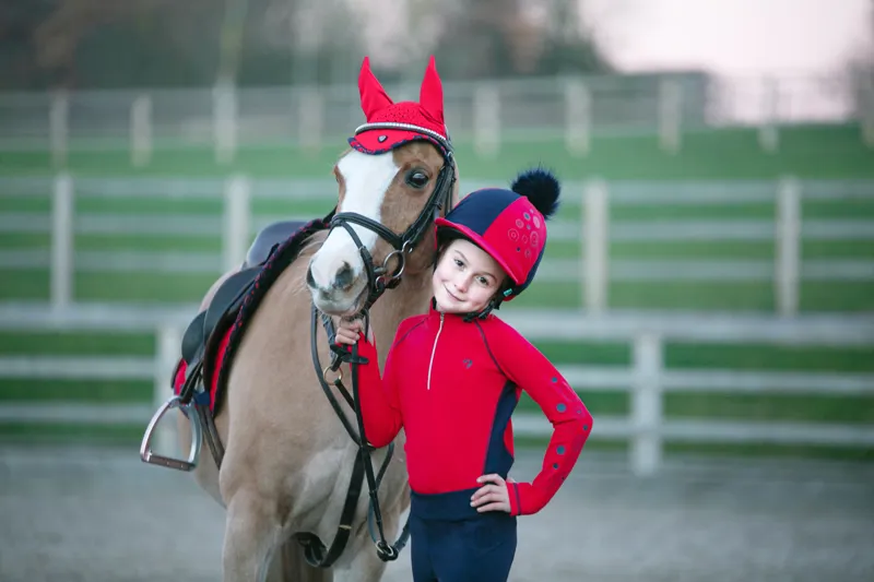 Hy Equestrian DynaMizs Ecliptic Hat Cover - Red/Navy-2